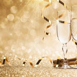 Happy New Year champagne glasses wallpaper