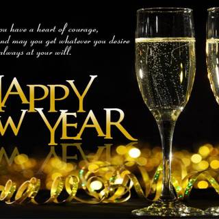Happy New Year champagne glasses wallpaper