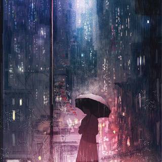 Anime sad girl scenery rain wallpaper
