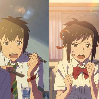 Teenage anime couple wallpaper