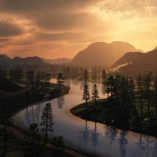 Sunset river wallpaper