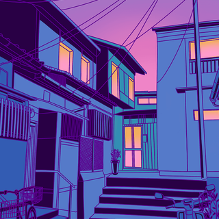 Aesthetic Japan purple sky wallpaper