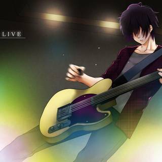 Anime boy playing guitar wallpaper