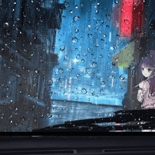 Anime girls rainy wallpaper