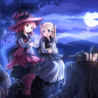 Cool girl and moon anime wallpaper