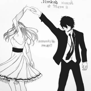 Black and white anime couple wallpaper