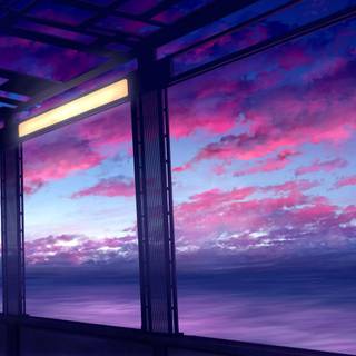 Anime white and purple landscape wallpaper