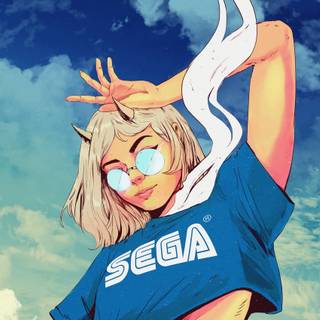 Anime girl retro wallpaper