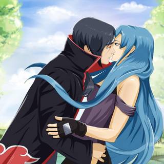 Anime ninja girl blue wallpaper