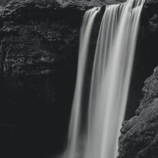 Mountain waterfall black and white wallpaper