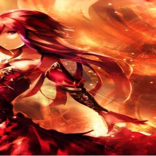 Red anime girl Ps4 wallpaper