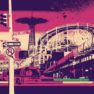 Pink futuristic city desktop wallpaper