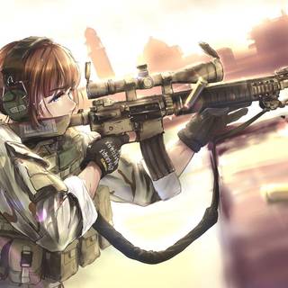 Anime girls soldier wallpaper