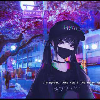 Glitched anime PC wallpaper