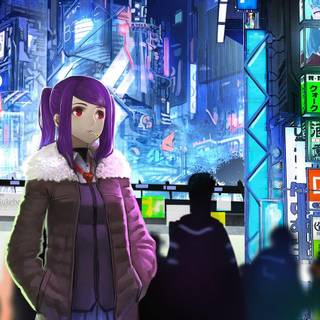 Glitched anime PC wallpaper