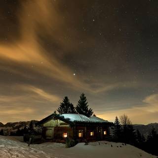 Twilight moon mountains wallpaper