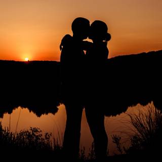 Love couple silhouette sunset wallpaper