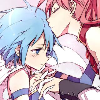 Anime kiss girls wallpaper