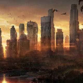 Anime destruction city wallpaper