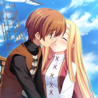 Anime boy and girl kissing wallpaper