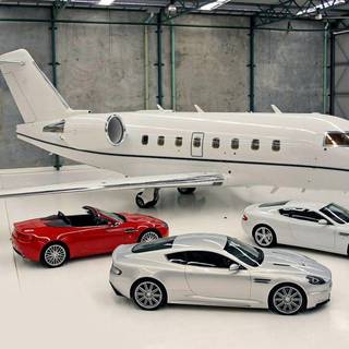 Jet with car desktop wallpaper