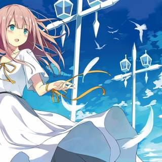 Anime girl light pink hair wallpaper