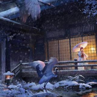 Snow winter anime wallpaper