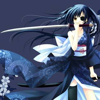 Anime girl with a sword wallpaper