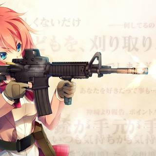 Anime girls with gun HD wallpaper