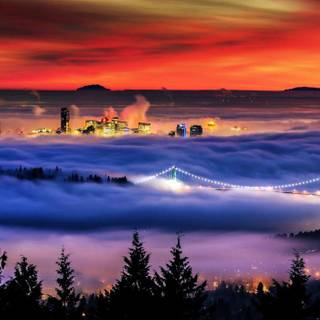 Fog sunset wallpaper