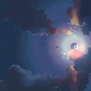 Moon sky anime dark wallpaper