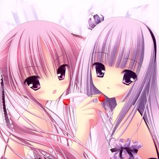 Pink and purple anime wallpaper