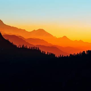 Sunset silhouette mountains wallpaper