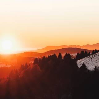 Sunset silhouette mountains wallpaper