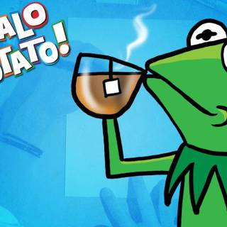 Kermit sipping tea wallpaper
