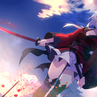 Kawaii anime girl white hair and red eyes wallpaper