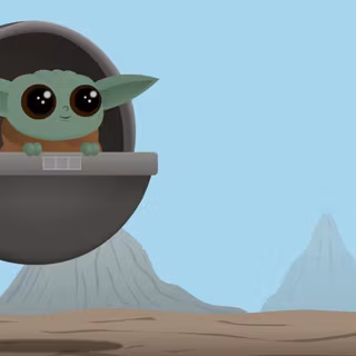 Baby Yoda cartoon wallpaper