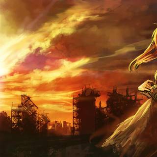 Anime sunset with rage wallpaper