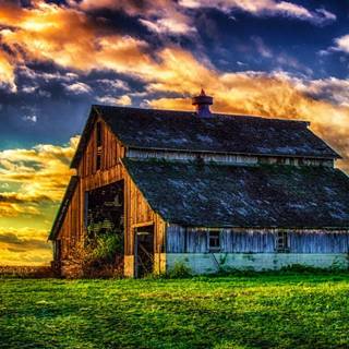 Red farm sunset wallpaper
