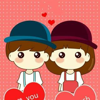 Anime couple hearts wallpaper