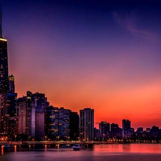 Chicago night cityscape wallpaper