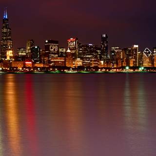 Chicago night cityscape wallpaper