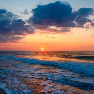 Sunset beach seascape wallpaper