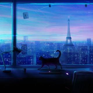 Anime night city HD wallpaper