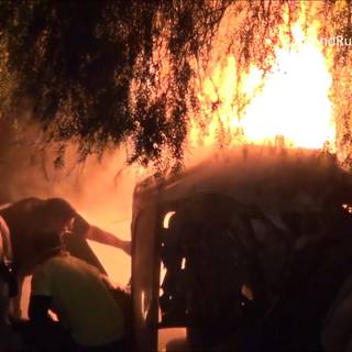 Fiery sunset Lapland wallpaper