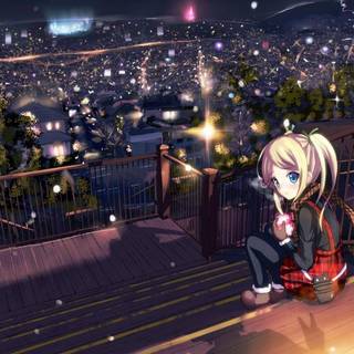 Blue anime 1080p wallpaper