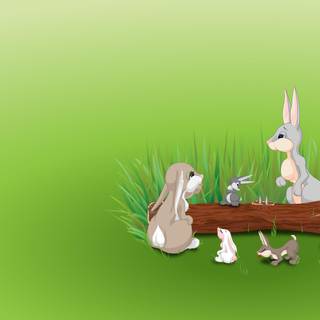 Bunnies with eggs wallpaper