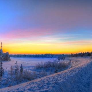 Lovely winter sunset wallpaper