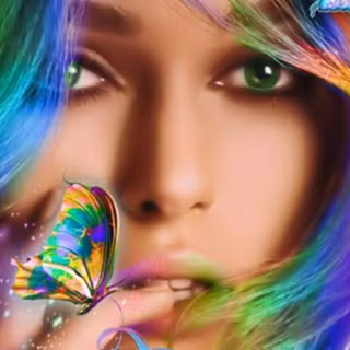 Women with butterfly wallpaper