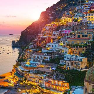 Italian village sunset wallpaper